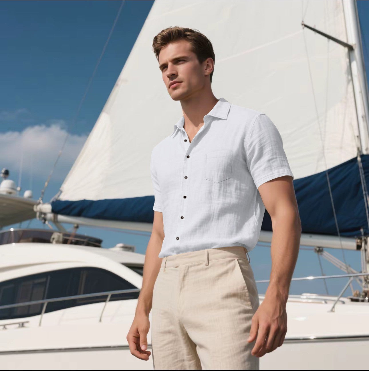 Men's Linen Short-sleeved Shirt