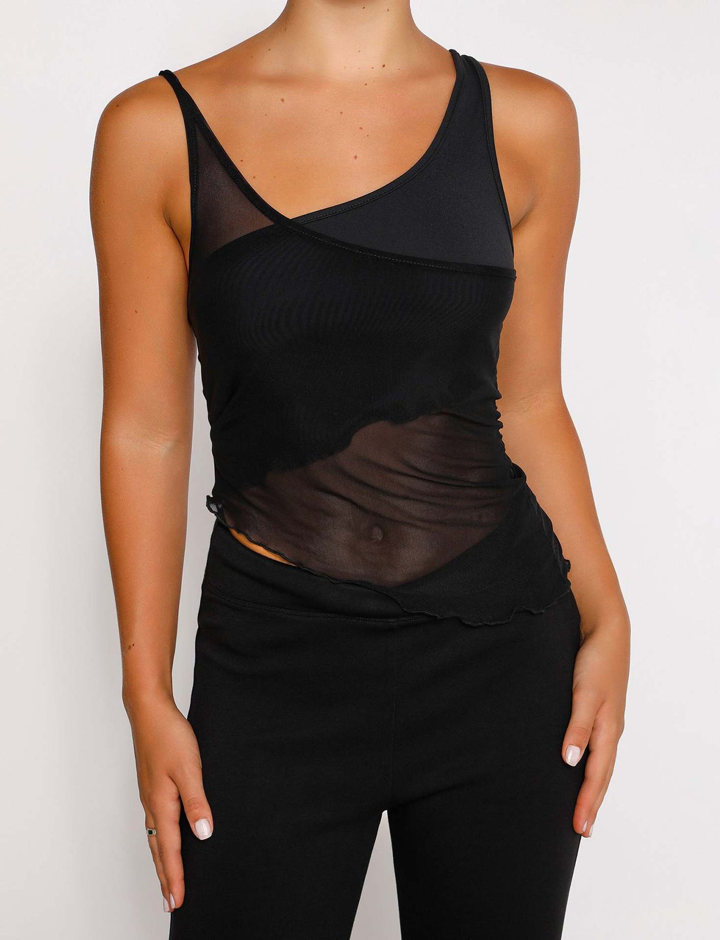 Mesh Stitching Ladies See-through Camisole