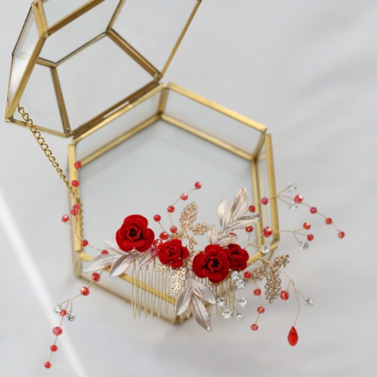 Bridal Antique Red Hair Accessories
