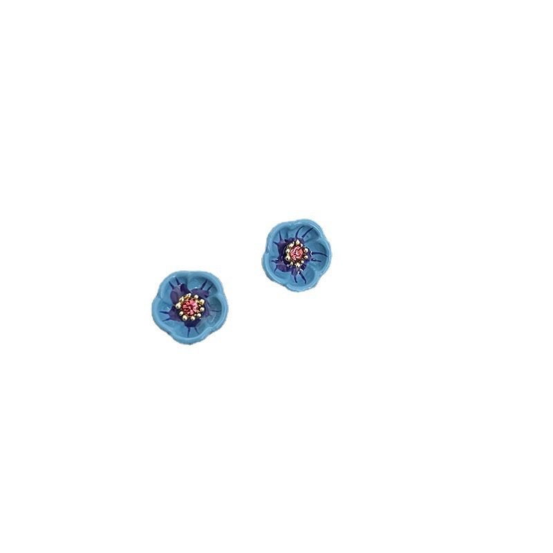 High-grade Blue Color Little Flower Earrings