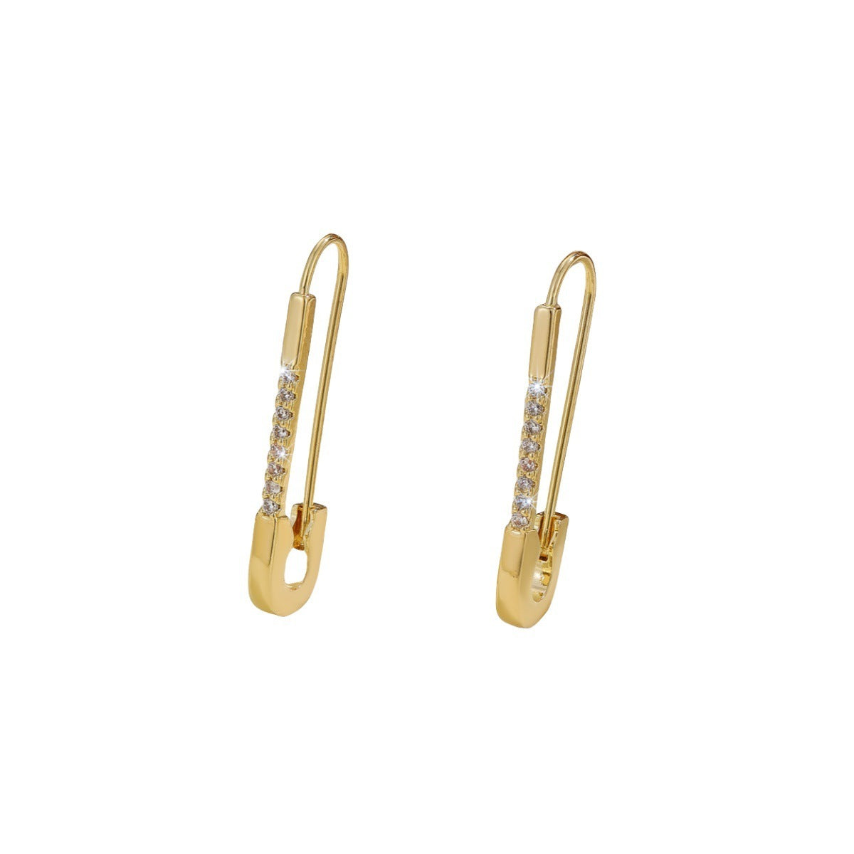 Fashion Color Zircon Pin Clip Earrings