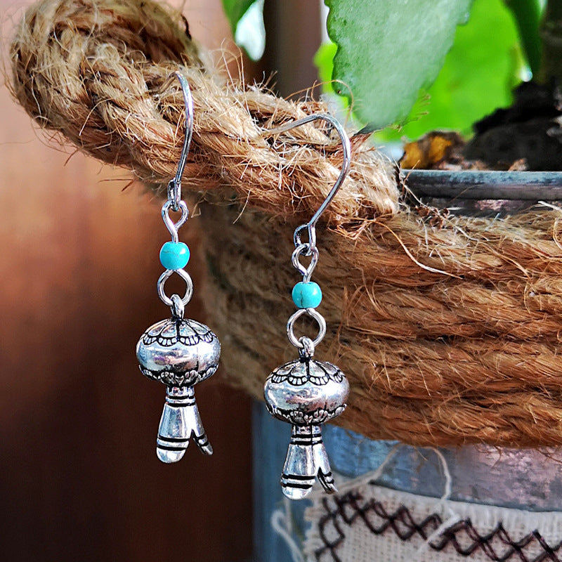 Creative Turquoise Wind Chimes European And American Popular Retro Pumpkin Lamp Earrings