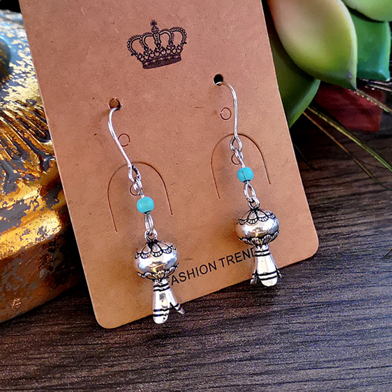 Creative Turquoise Wind Chimes European And American Popular Retro Pumpkin Lamp Earrings