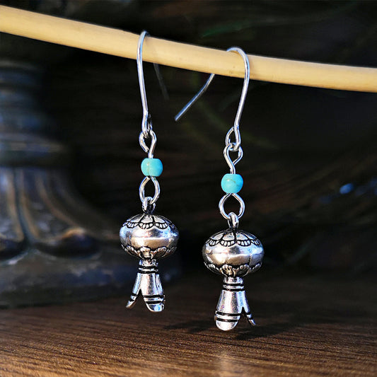 Creative Turquoise Wind Chimes European And American Popular Retro Pumpkin Lamp Earrings