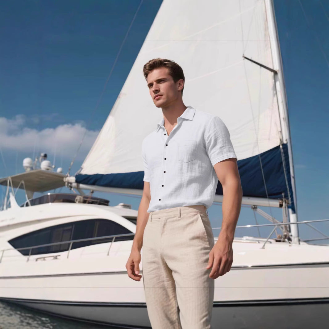 Men's Linen Short-sleeved Shirt