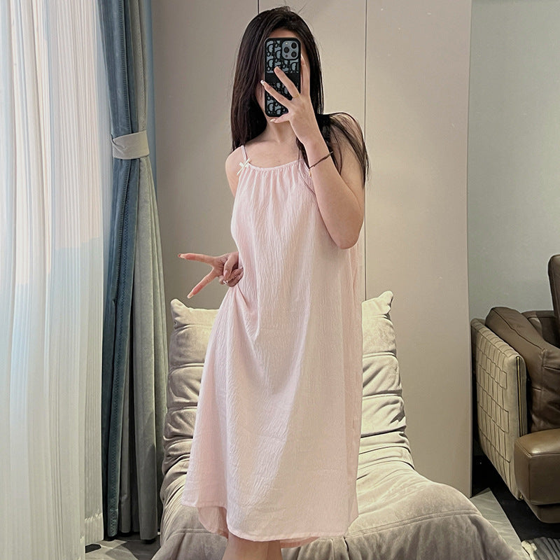 Women's Thin Plus Size Loose Slip Nightdress With Chest Pad