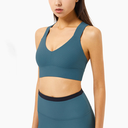 Ribbed Antibacterial European And American Yoga Bra Women