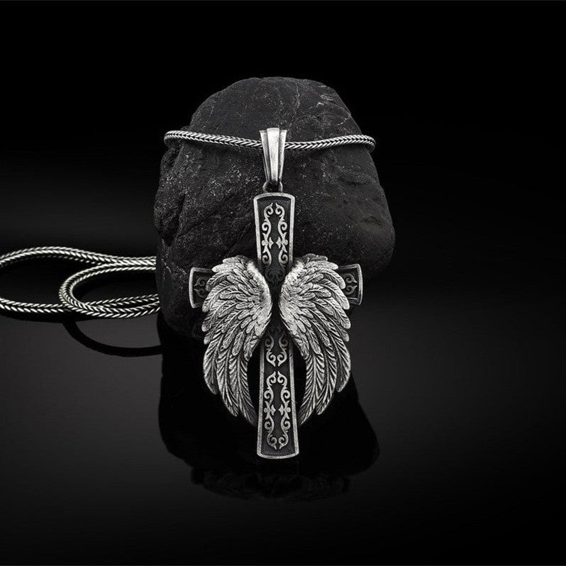 Mens Fashion Vintage Wing Shape Pendant Necklace