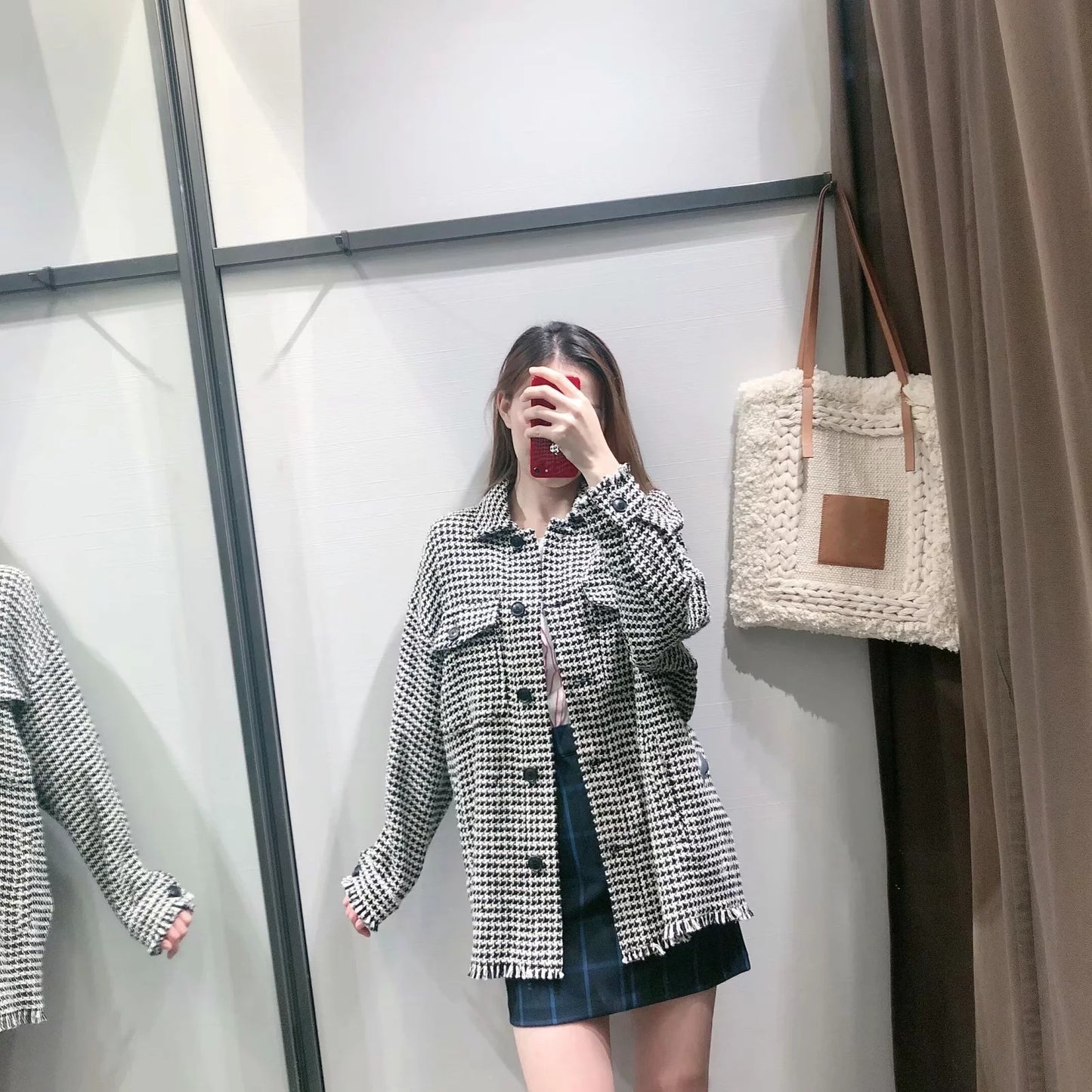 Women's Clothing Tweed Shirt Jacket