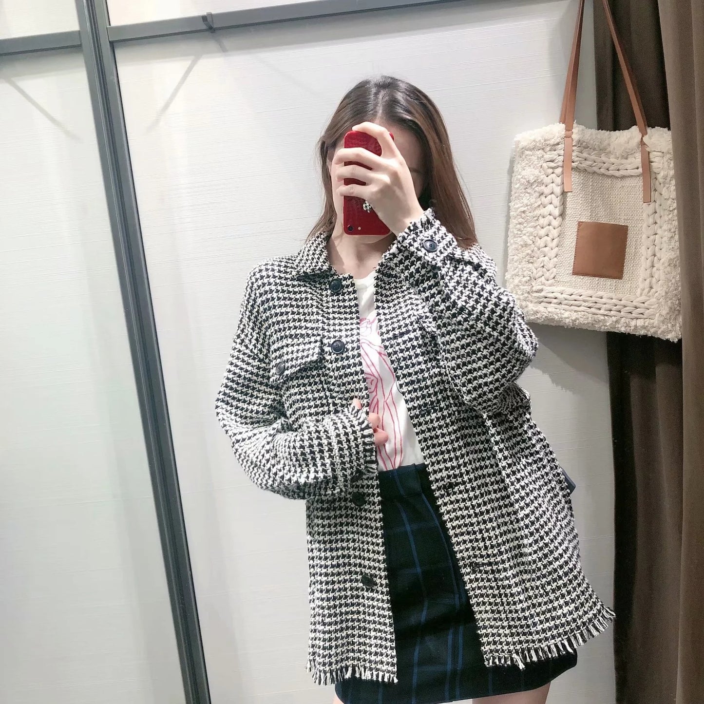 Women's Clothing Tweed Shirt Jacket
