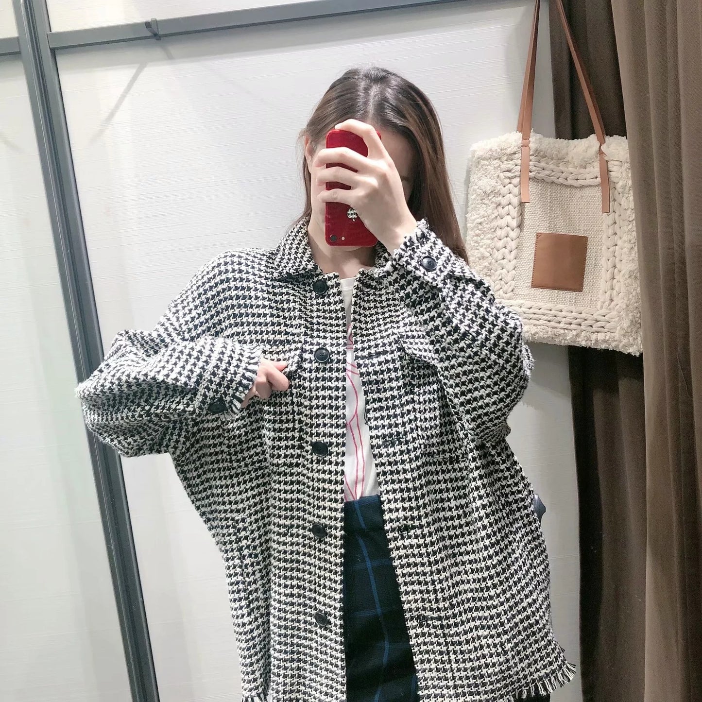 Women's Clothing Tweed Shirt Jacket