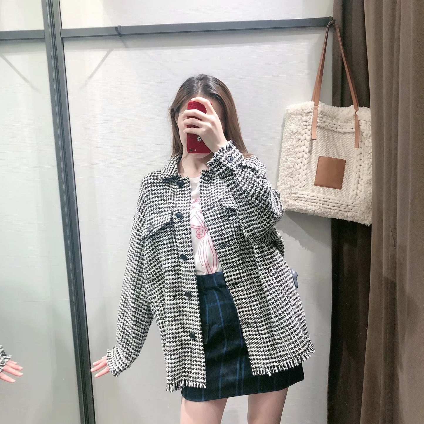 Women's Clothing Tweed Shirt Jacket