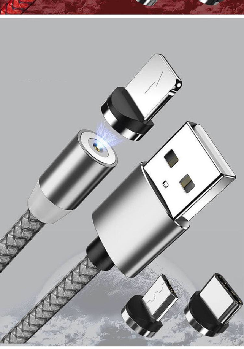 Magnetic Data Cable Nylon Braided Magnetic Mobile Phone Three-In-One Fast Charging