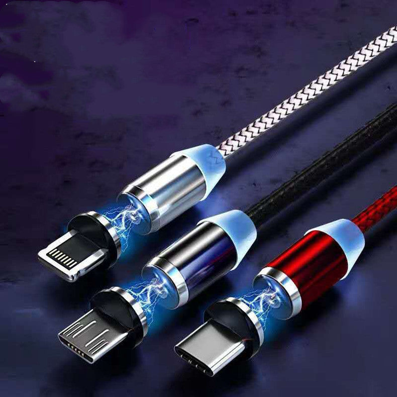 Magnetic Data Cable Nylon Braided Magnetic Mobile Phone Three-In-One Fast Charging