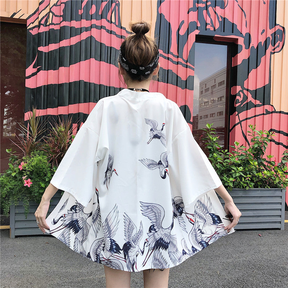 Chinese Style Women'S Hanfu Retro Street Sun Protection Clothing Cardigan Lace-Up Kimono Thin Coat Women Trendy