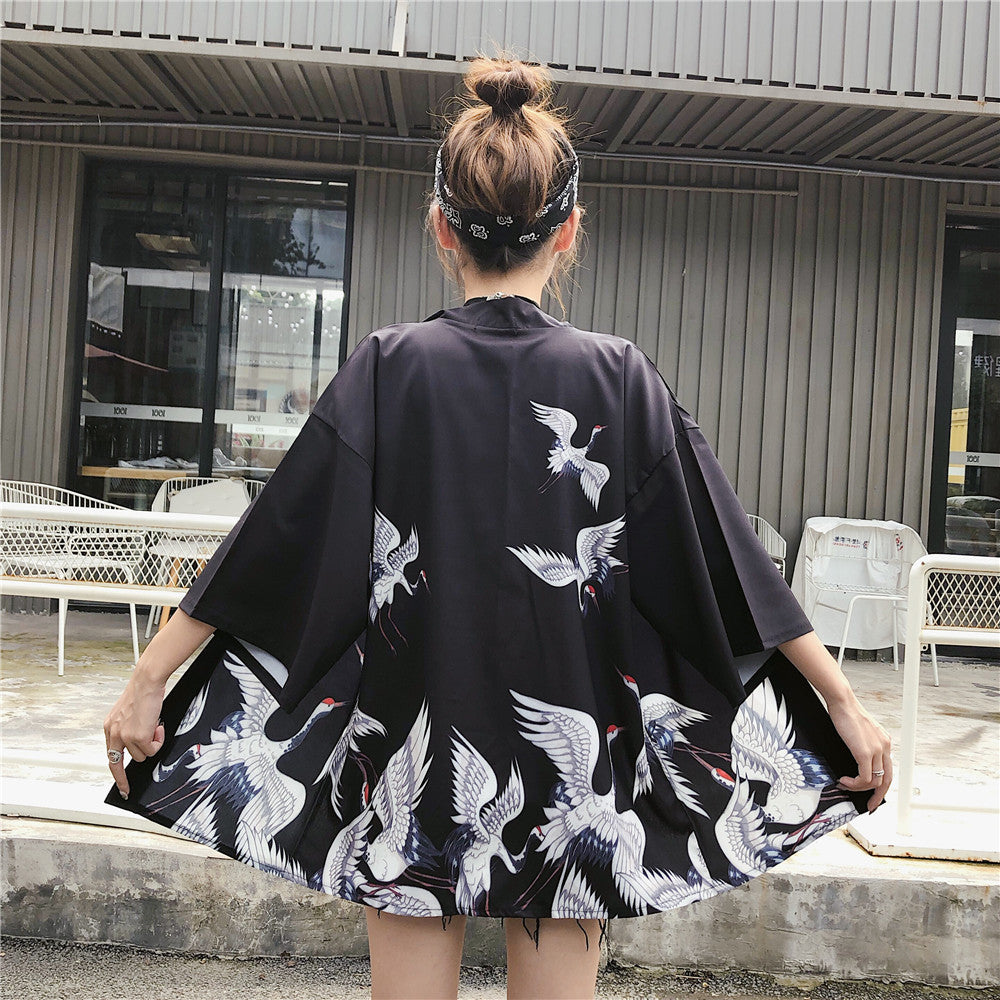 Chinese Style Women'S Hanfu Retro Street Sun Protection Clothing Cardigan Lace-Up Kimono Thin Coat Women Trendy