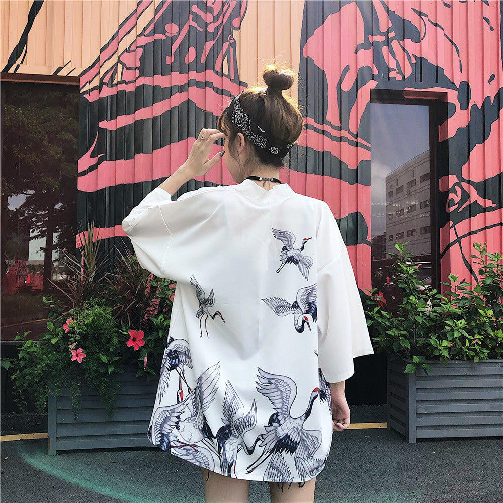 Chinese Style Women'S Hanfu Retro Street Sun Protection Clothing Cardigan Lace-Up Kimono Thin Coat Women Trendy