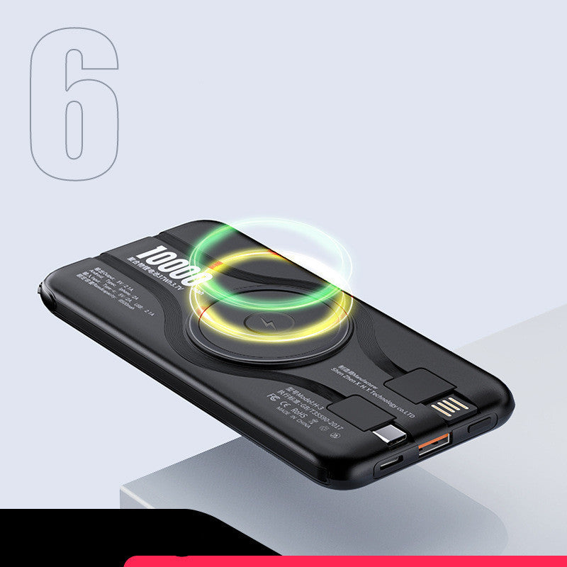 Three-In-One Fast Charging Mobile Power Bank With Large Capacity And Self-Contained Line