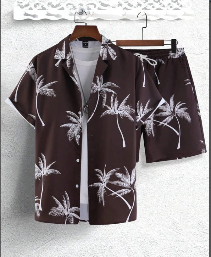 Men's 3D Digital Printing Casual Short-sleeved Shirt Shorts Suit