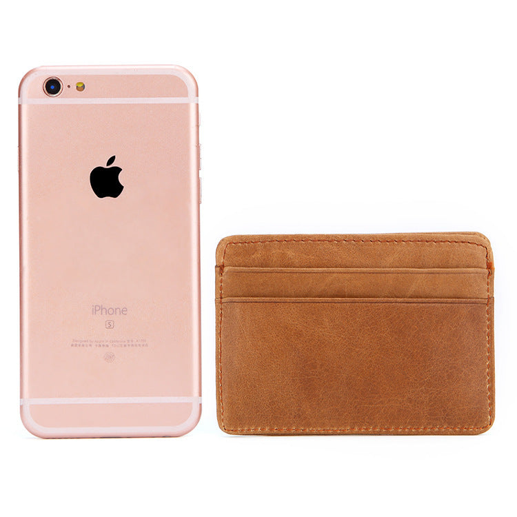 Leather Wallet Oil Wax Leather Multi-Card Bag Retro Cowhide Coin Purse Card Holder