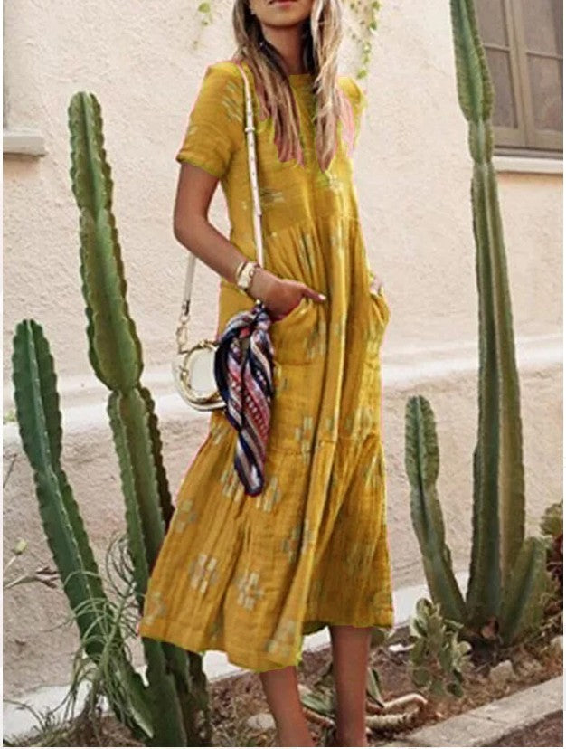 Bohemian Dress Holiday Print Women's Clothing