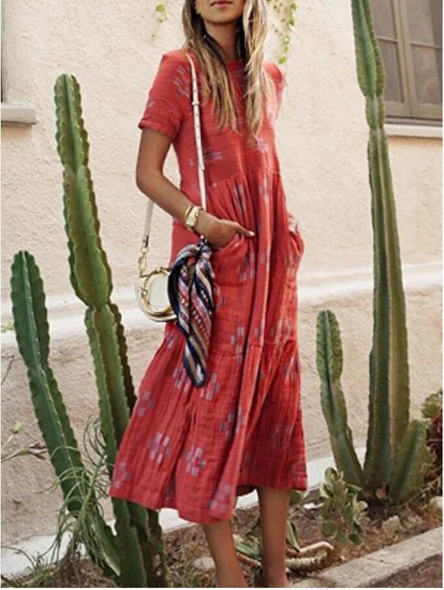 Bohemian Dress Holiday Print Women's Clothing