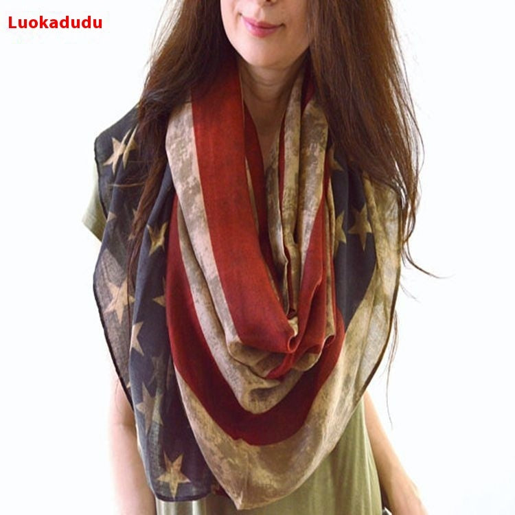 American Flag Printed Scarf Sunscreen Shawl
