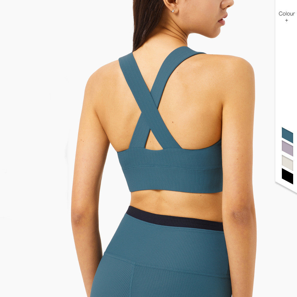 Ribbed Antibacterial European And American Yoga Bra Women