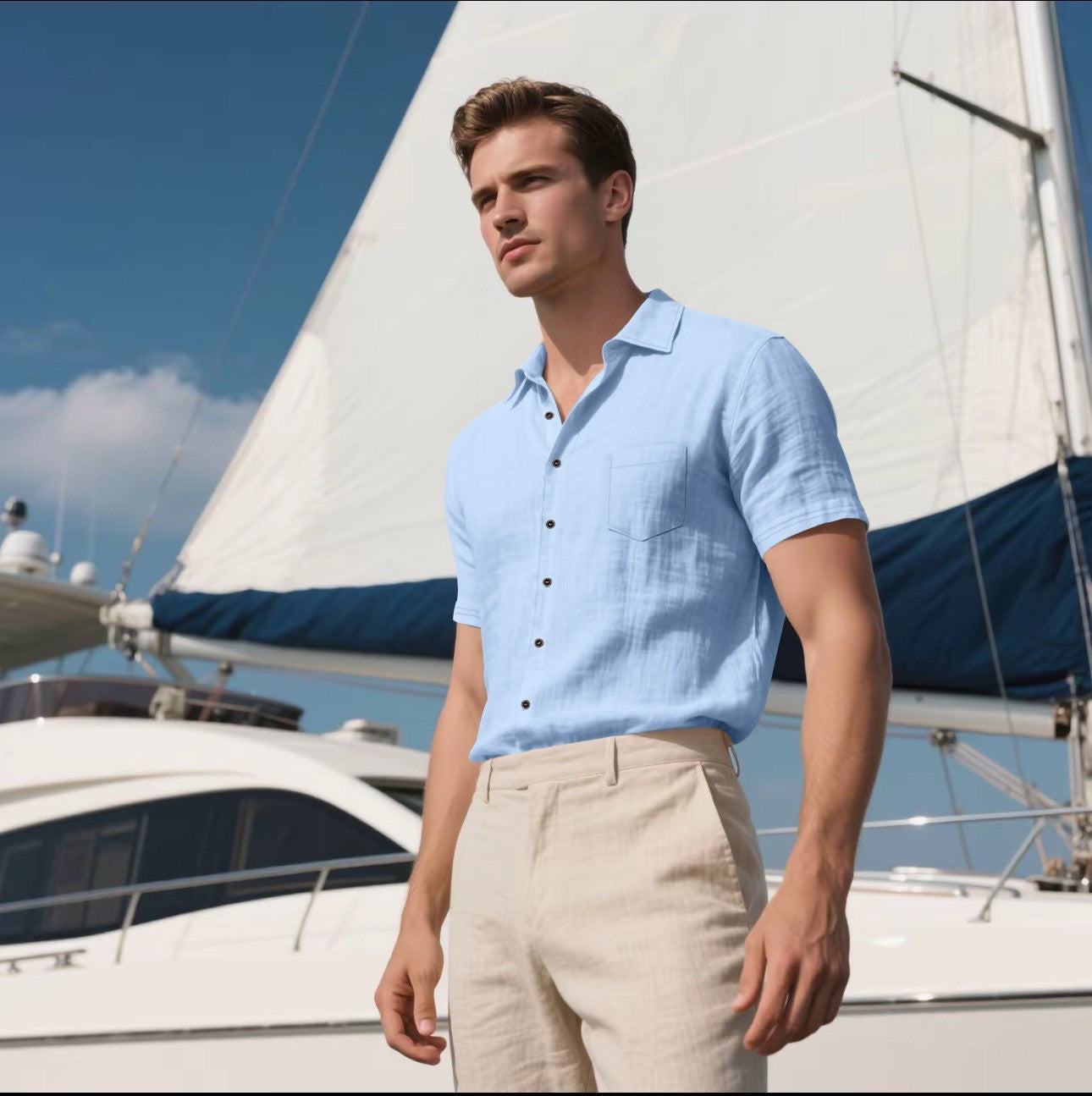 Men's Linen Short-sleeved Shirt