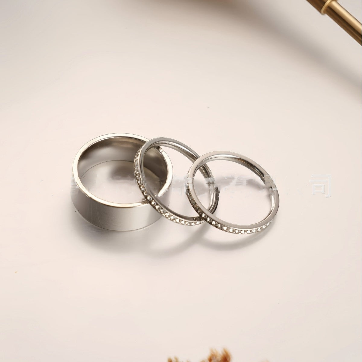 European And American Simple And Light Luxury Titanium Steel Plated 18K Real Gold Wide Ring