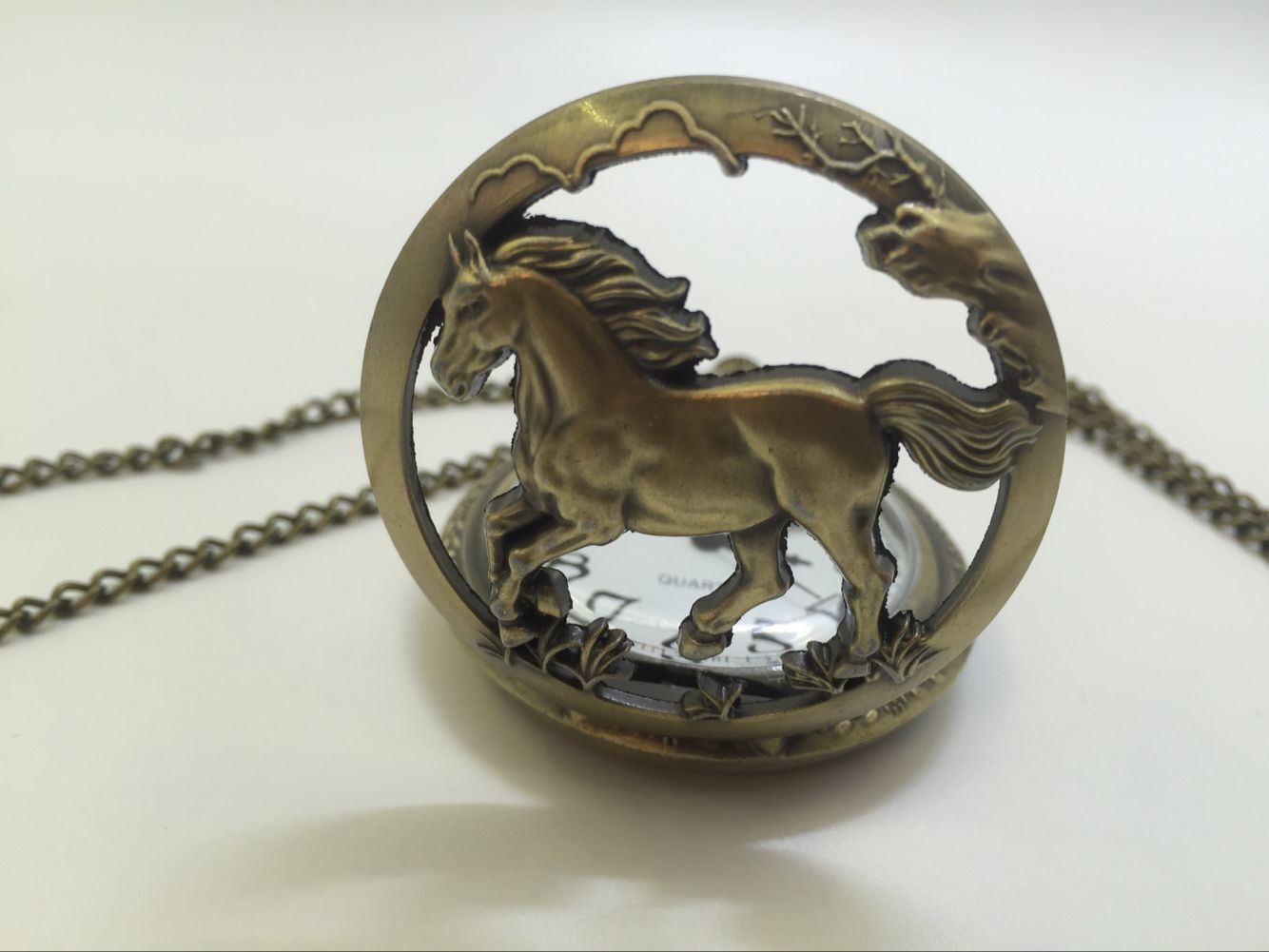 Retro Antique Chinese Pendant Necklace Mens Round Bronze