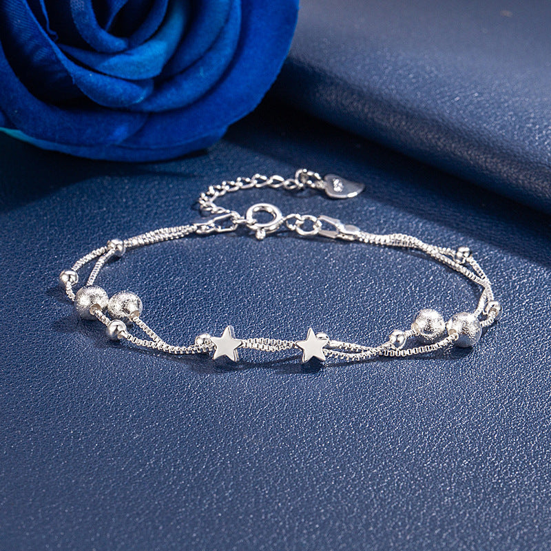 Silver-plated Small Star Bracelet Women's Fashion Double Layer