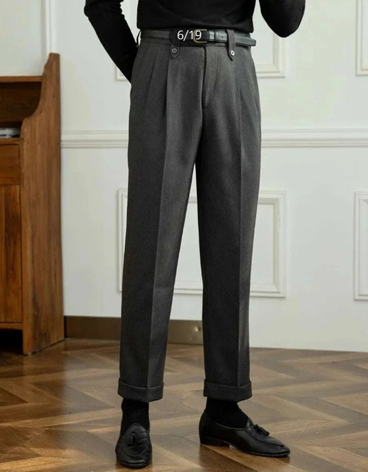Straight High-waist Casual Trousers