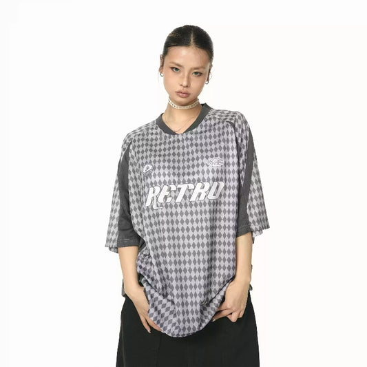 Jersey Sports V-neck T-shirt Women's Summer Loose All-match Casual