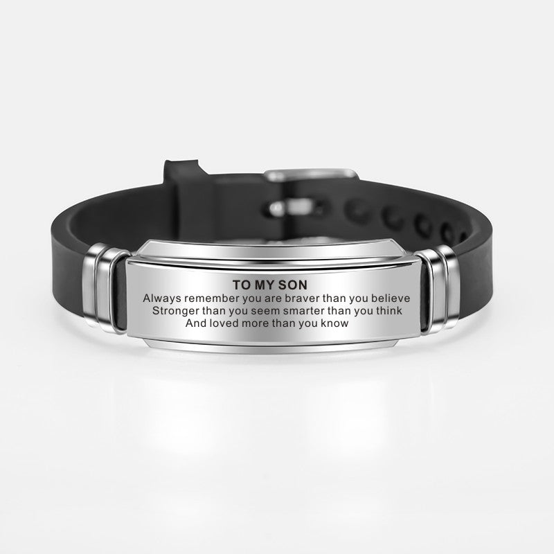 To My Son Stainless Steel Silicone Bracelets For Men Boys Love Gifts From Mom Dad