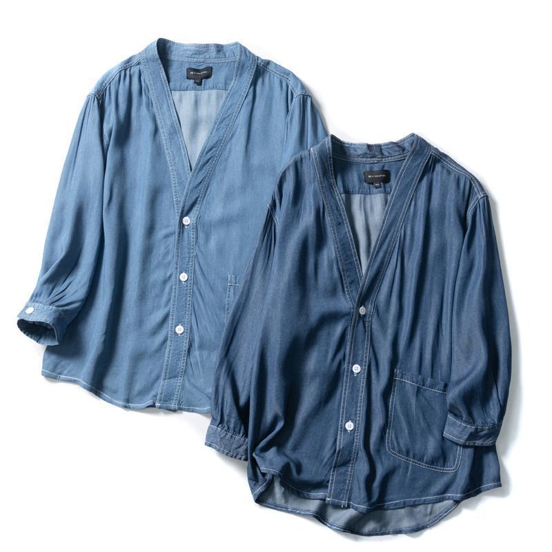 Men Three-quarter Sleeve Trendy Loose V-neck Casual Denim Coat