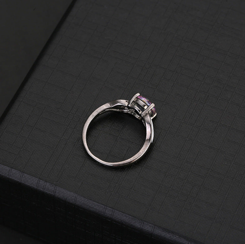 Black And White Colorful Shining Gemstone Ring