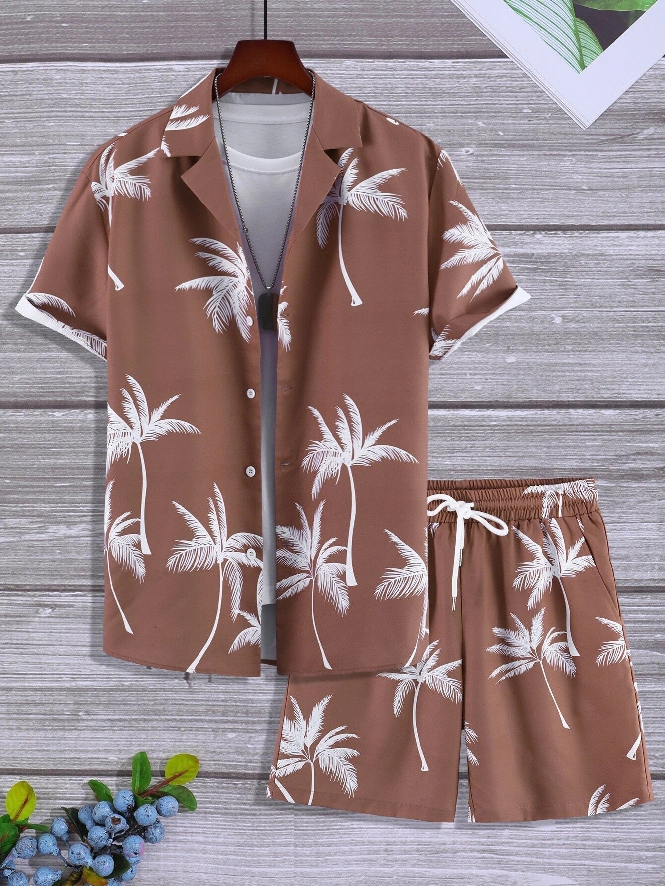 Men's 3D Digital Printing Casual Short-sleeved Shirt Shorts Suit