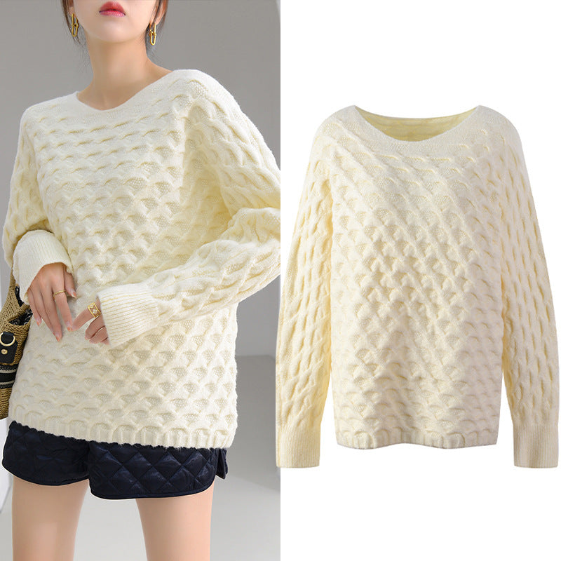Cable Pullover Sweater Women's Clothing