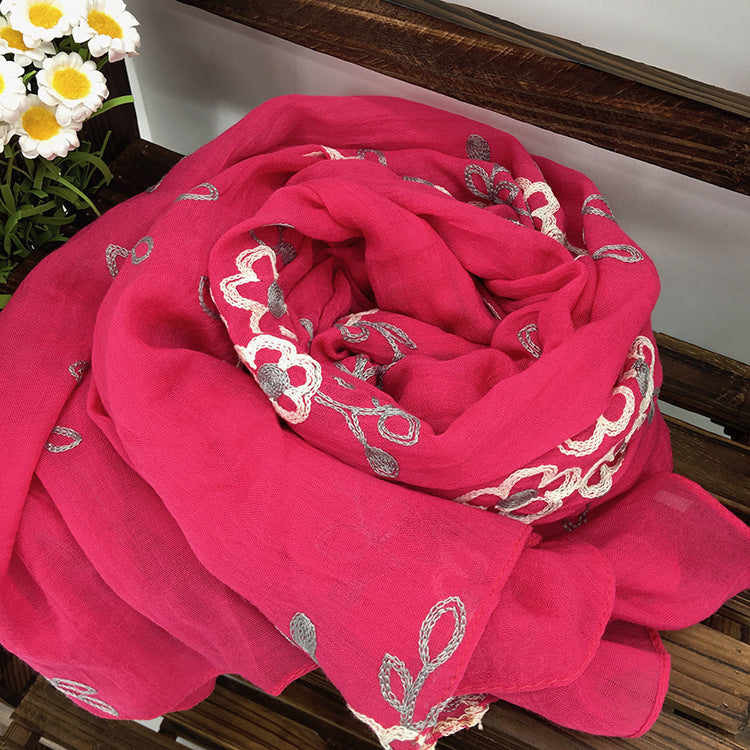 Spring And Summer Women's Artistic Ethnic Style Shawl Cotton Linen Versatile Long