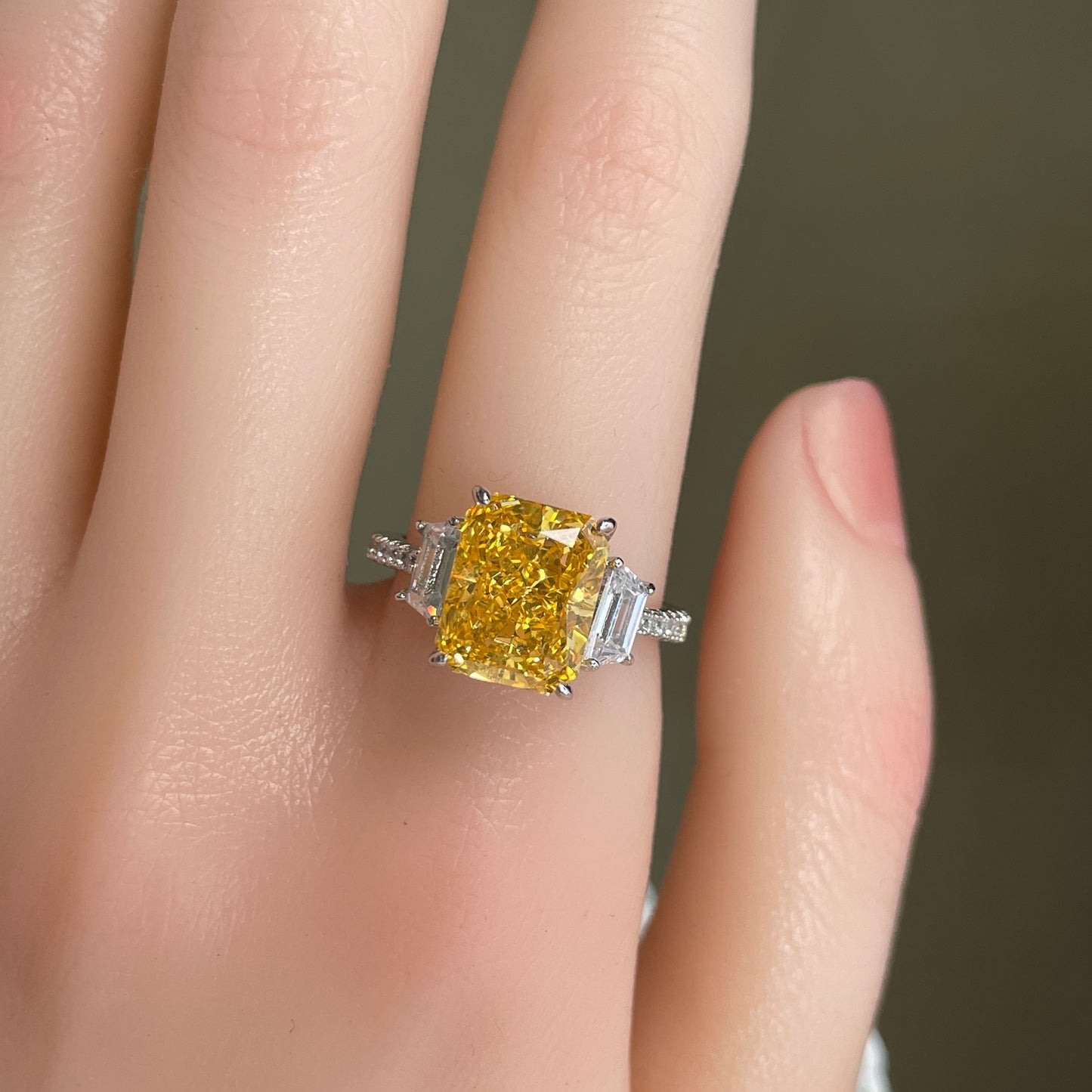 3 Karat Ledean Cut Ring Cultivate High Carbon Diamond S925 Sterling Silver