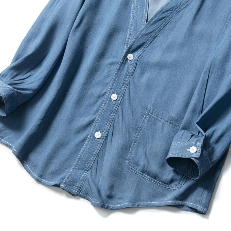 Men Three-quarter Sleeve Trendy Loose V-neck Casual Denim Coat
