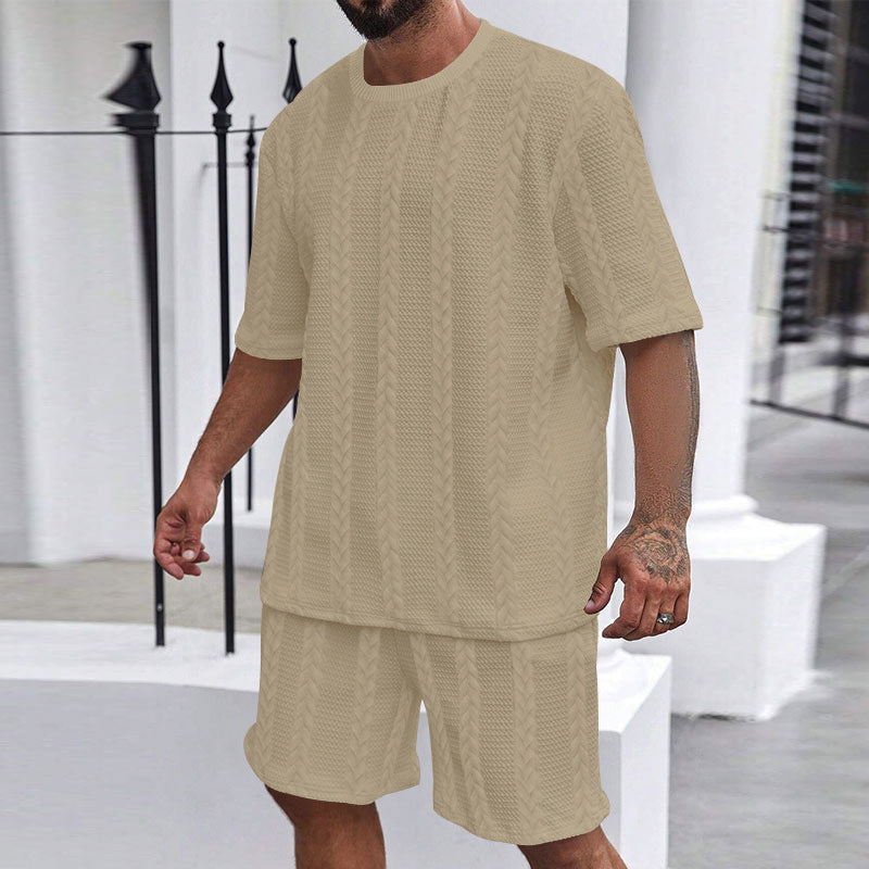 Knitted Solid Color Jacquard Summer Casual Round Neck Pullover