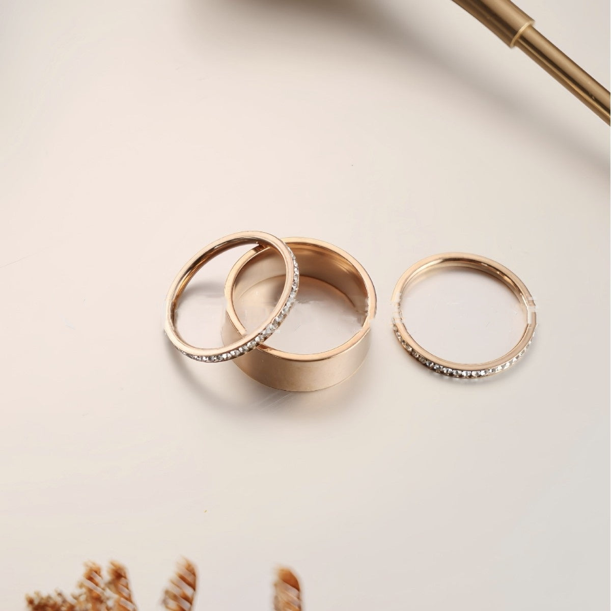 European And American Simple And Light Luxury Titanium Steel Plated 18K Real Gold Wide Ring