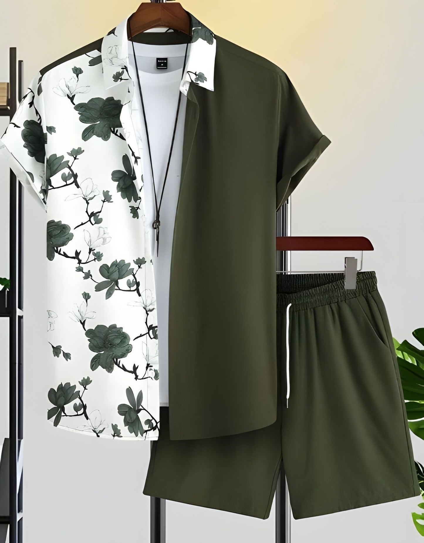 Beach Style Short Sleeve Shirt Men's Suit