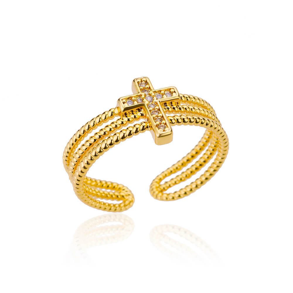 Cross Gold-plated Multi-layer Adjustable Ring