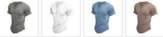 Men's Henley Shirt Short Sleeve Solid Color Top
