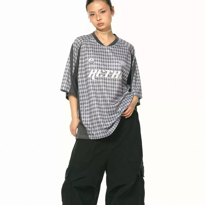 Jersey Sports V-neck T-shirt Women's Summer Loose All-match Casual