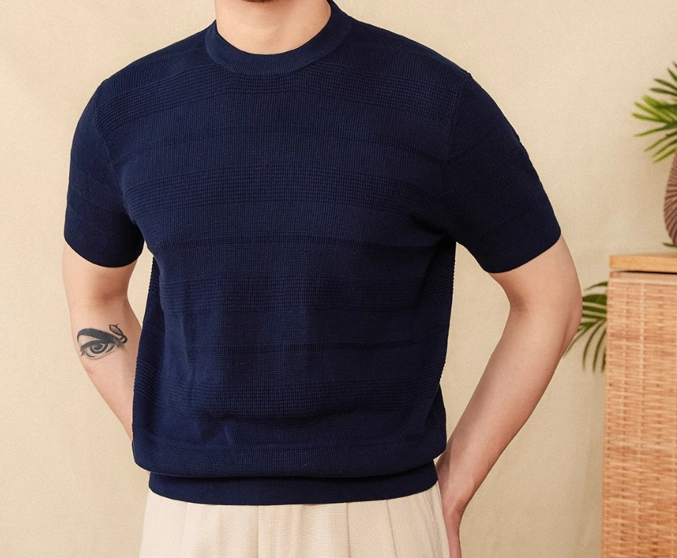 Casual Retro Summer Pure Cotton Thin Round Neck Short Sleeve