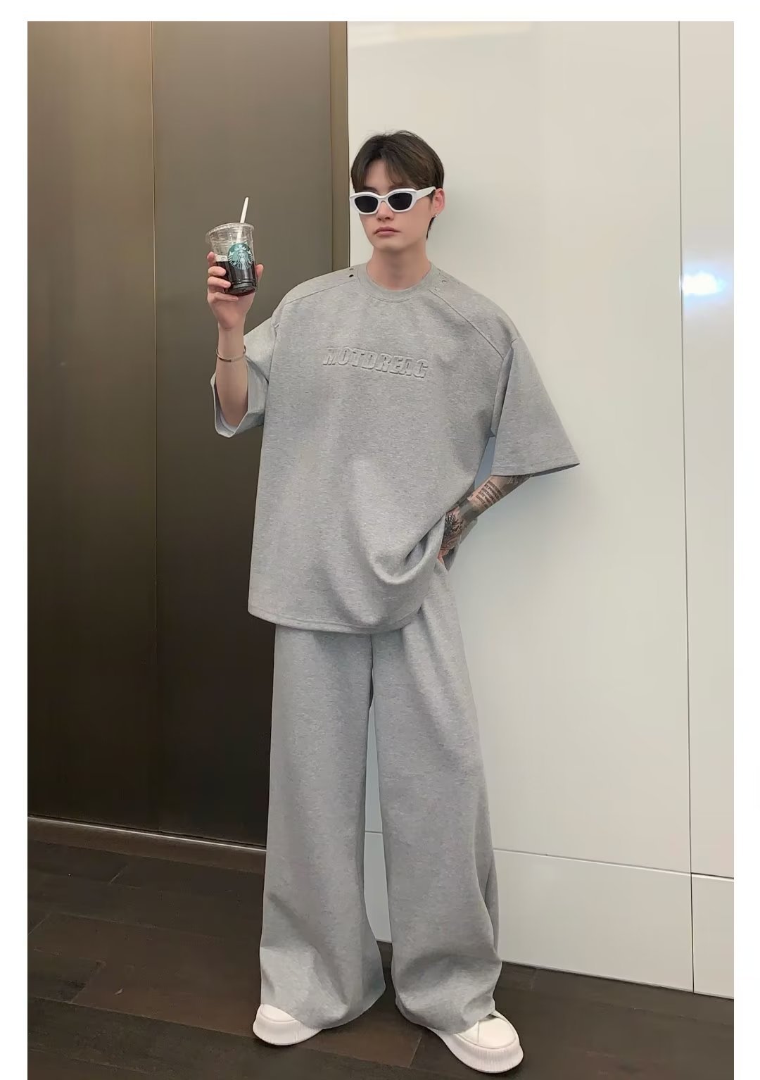 Men's Short-sleeved T-shirt Straight-leg Pants Casual Sports Suit